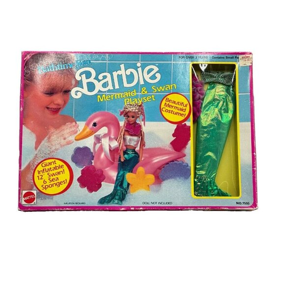 Vintage NIB 1990 Barbie Mermaid & Swan Playset, Mattel #7555 - Picture 1 of 4